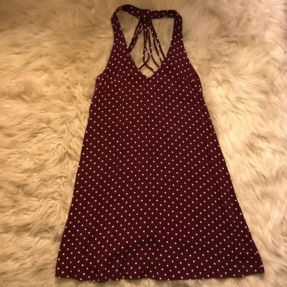 American Eagle Halter Dress Maroon & White XS